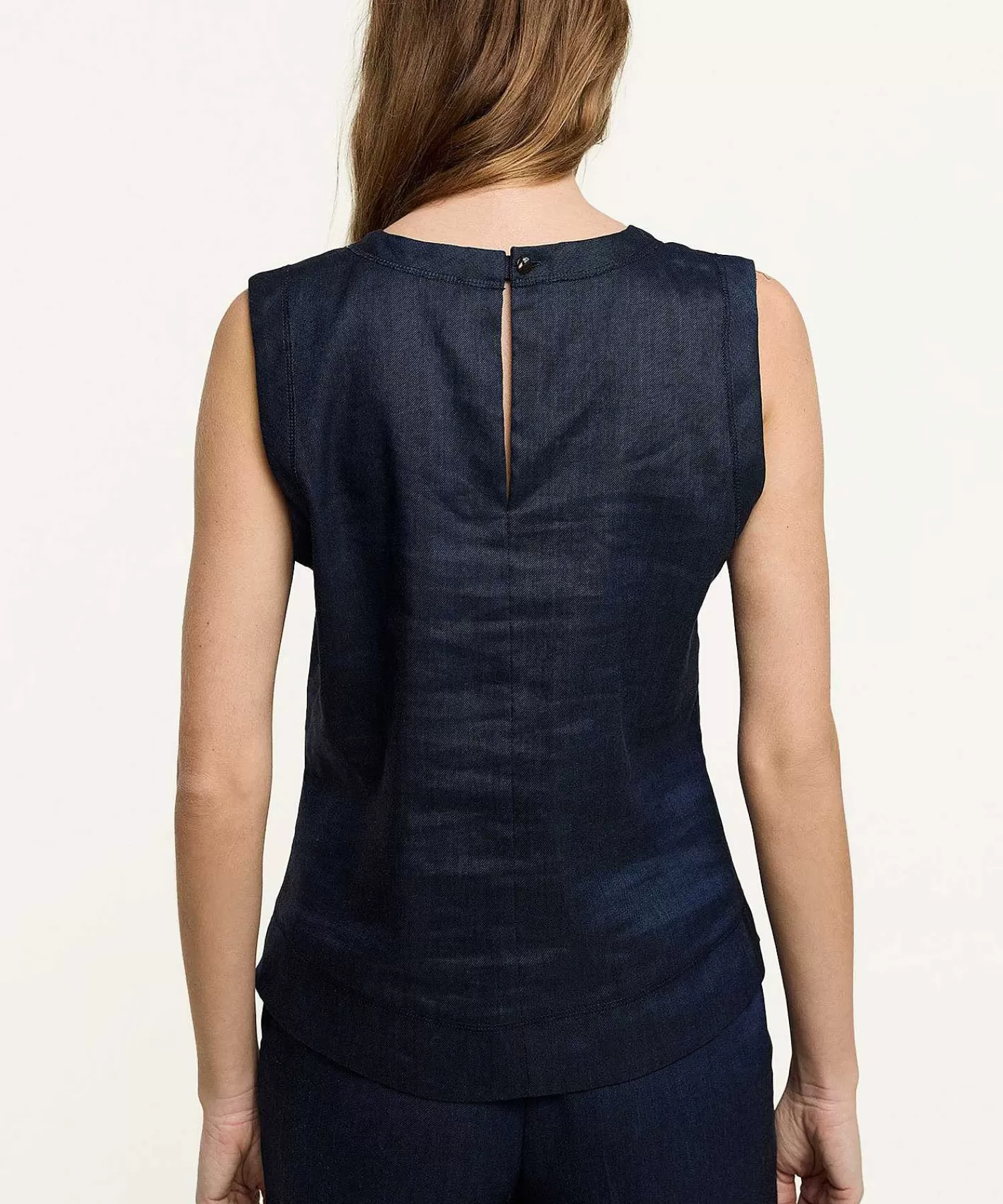 Summum Top De Mezcla De Lino Look Denim Cheap