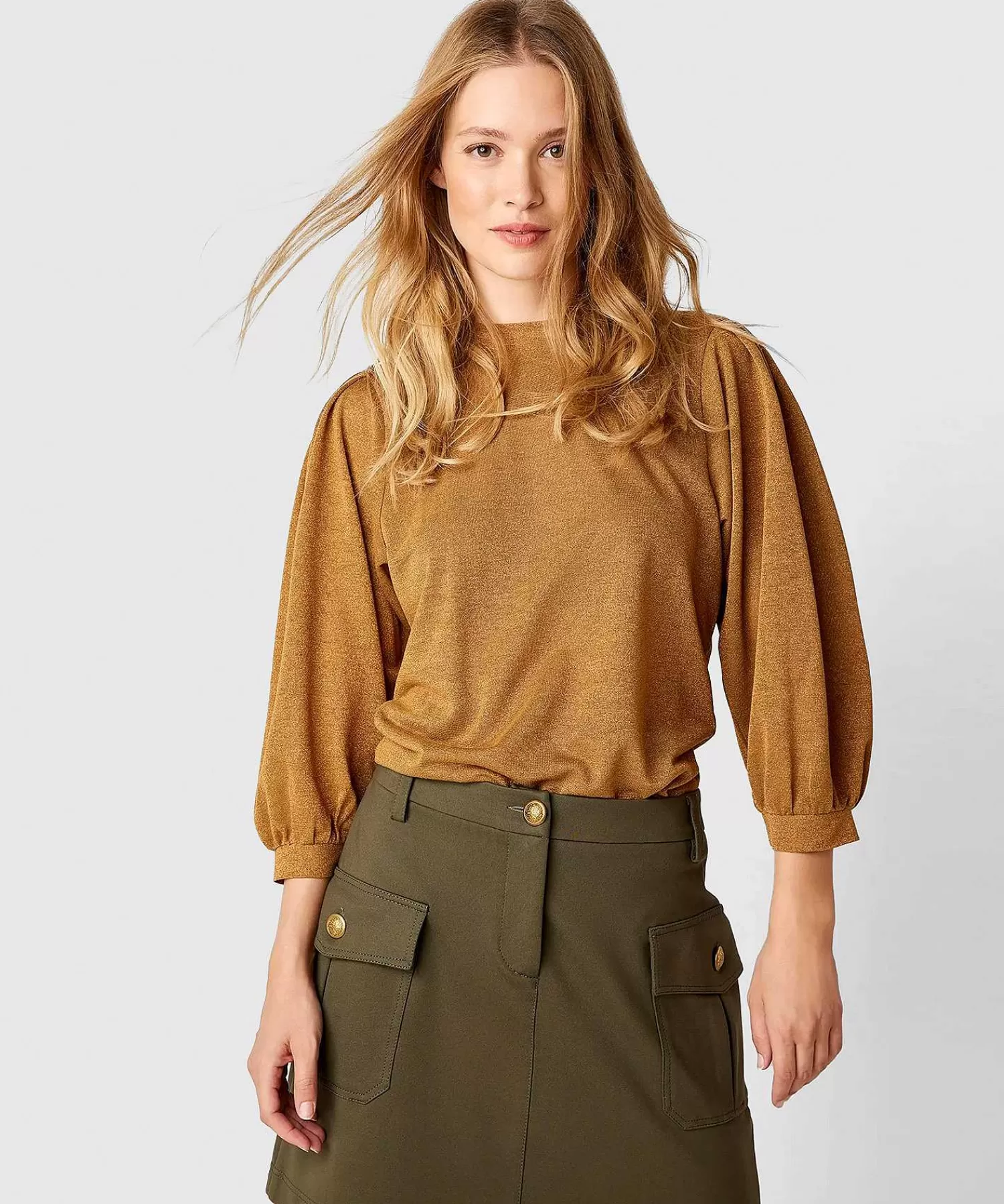 Summum Top Lurex Manga Abullonada Best Sale