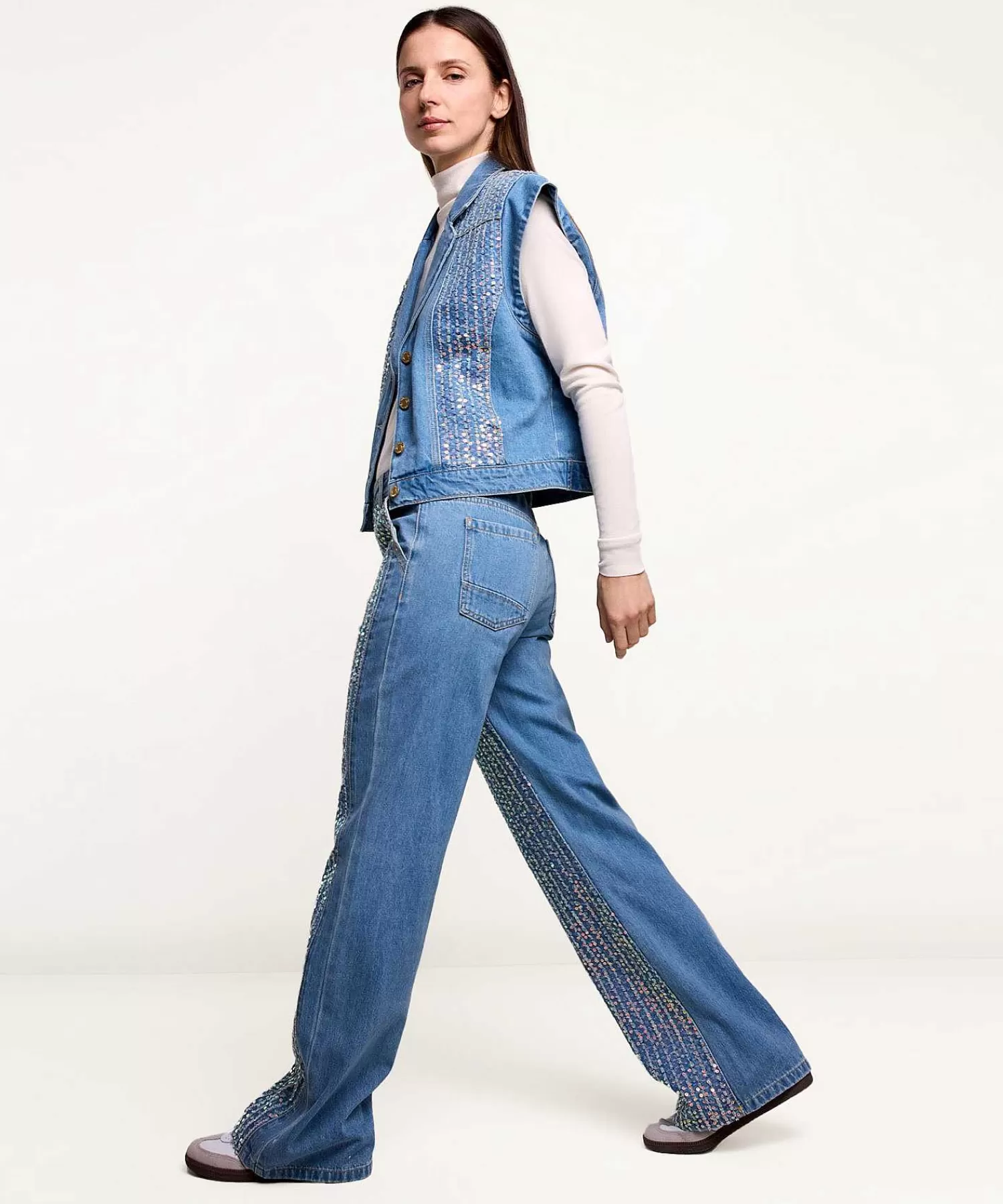 Summum Vaqueros De Pernera Ancha Con Lentejuelas Alya Outlet