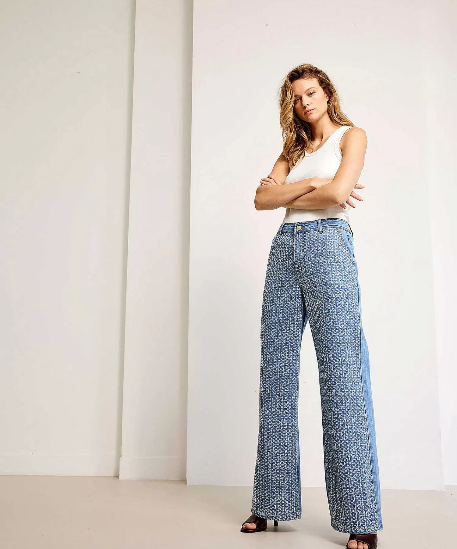 Summum Vaqueros De Pernera Ancha Con Lentejuelas Alya Outlet