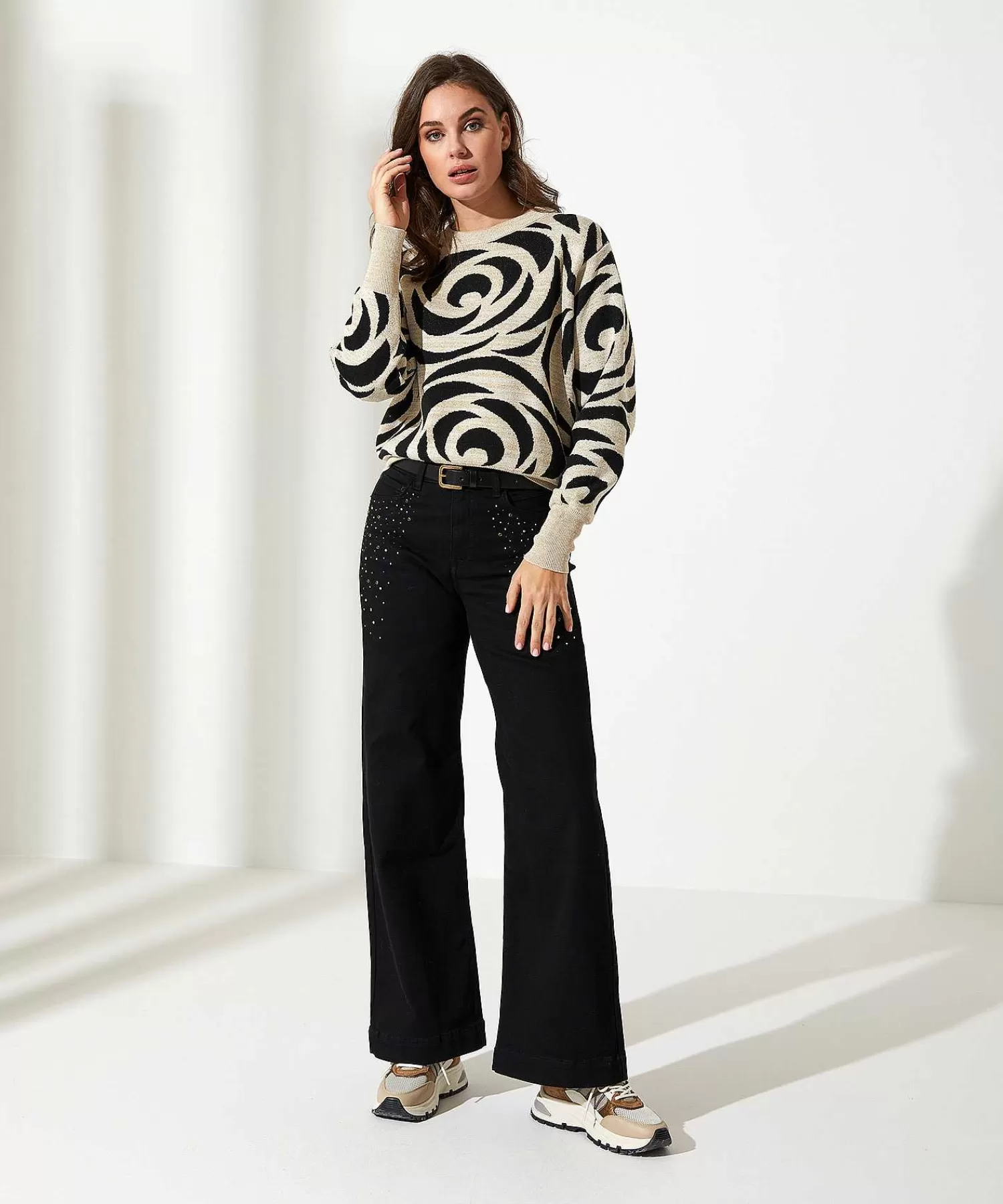 Summum Vaqueros De Pernera Ancha Con Tachuelas Alya Cheap