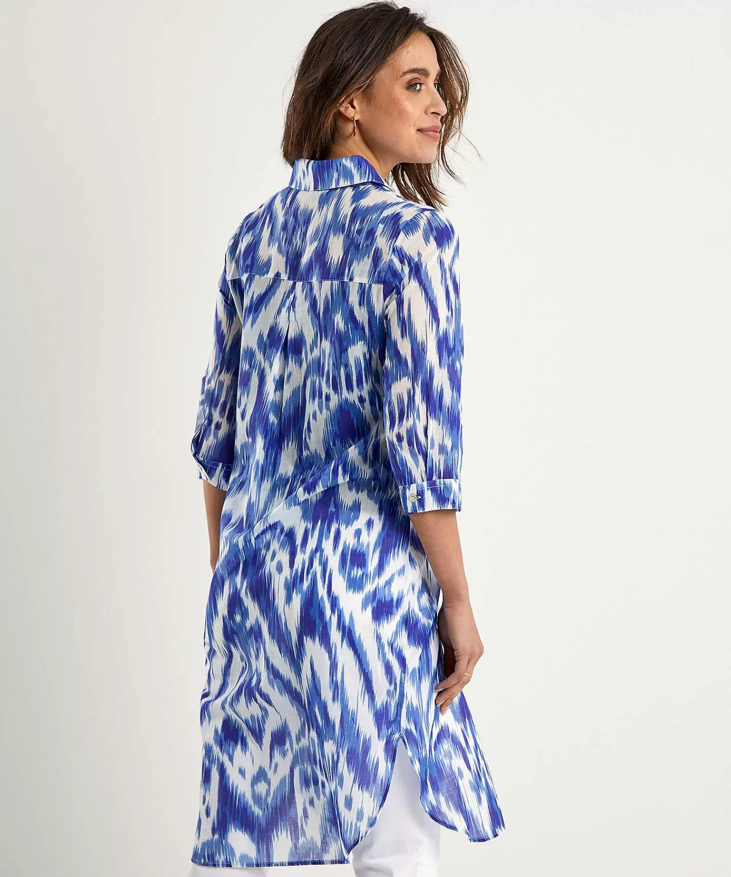 * Vestido Camisero De Gasa De Algodon Ikat Clearance