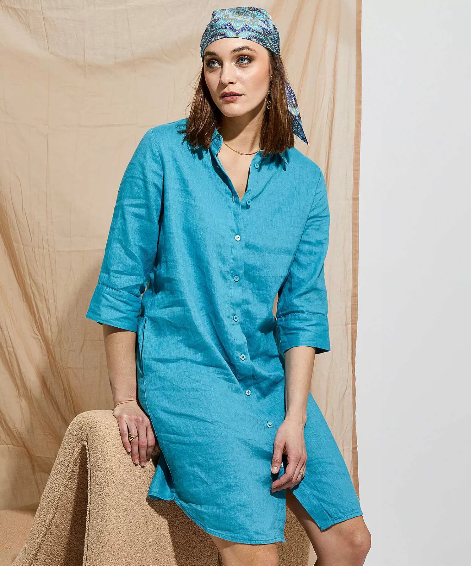 Emotions Vestido Camisero De Lino Cheap