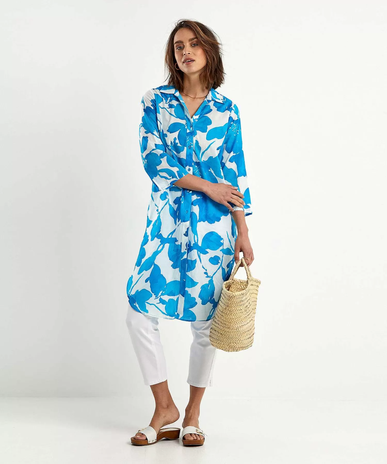 KYRA Vestido Camisero De Gasa De Algodon Flores Bonnie Discount