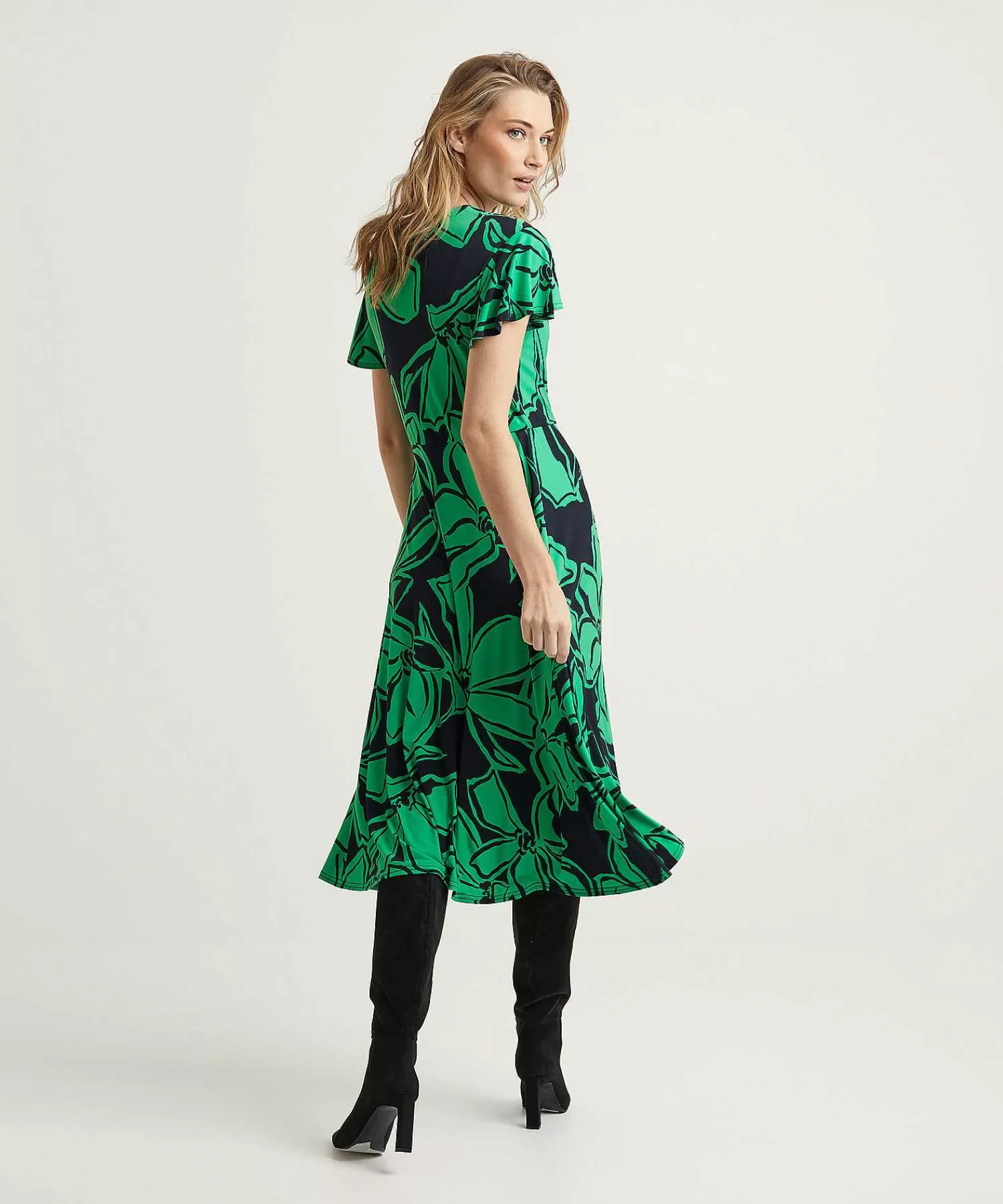 Joseph Ribkoff Vestido Cruzado Con Estampado Floral Y Detalle De Lazo De Clearance