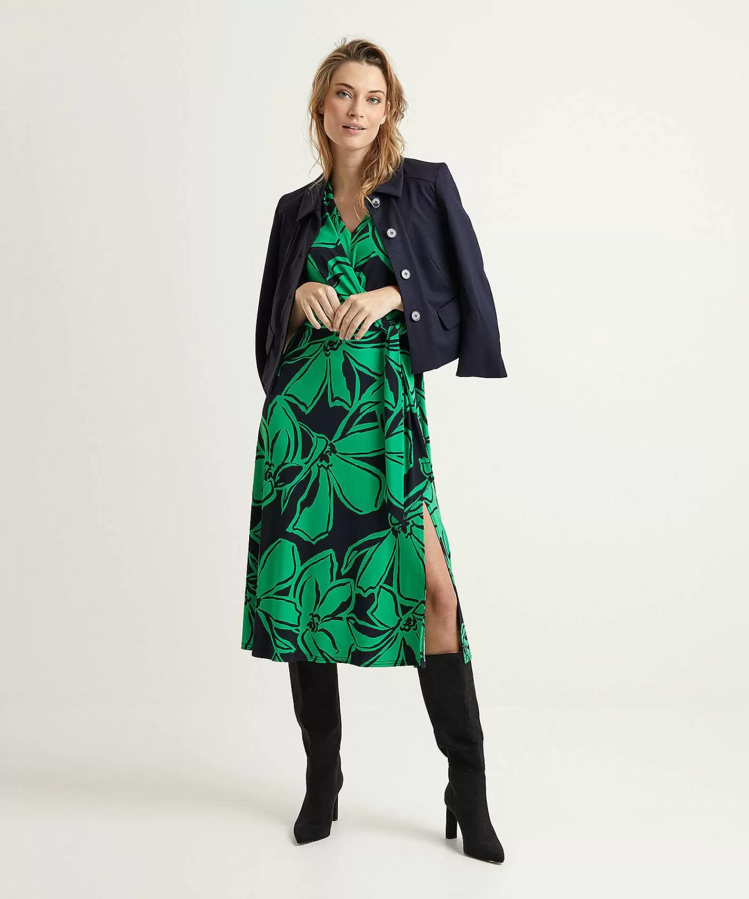 Joseph Ribkoff Vestido Cruzado Con Estampado Floral Y Detalle De Lazo De Clearance