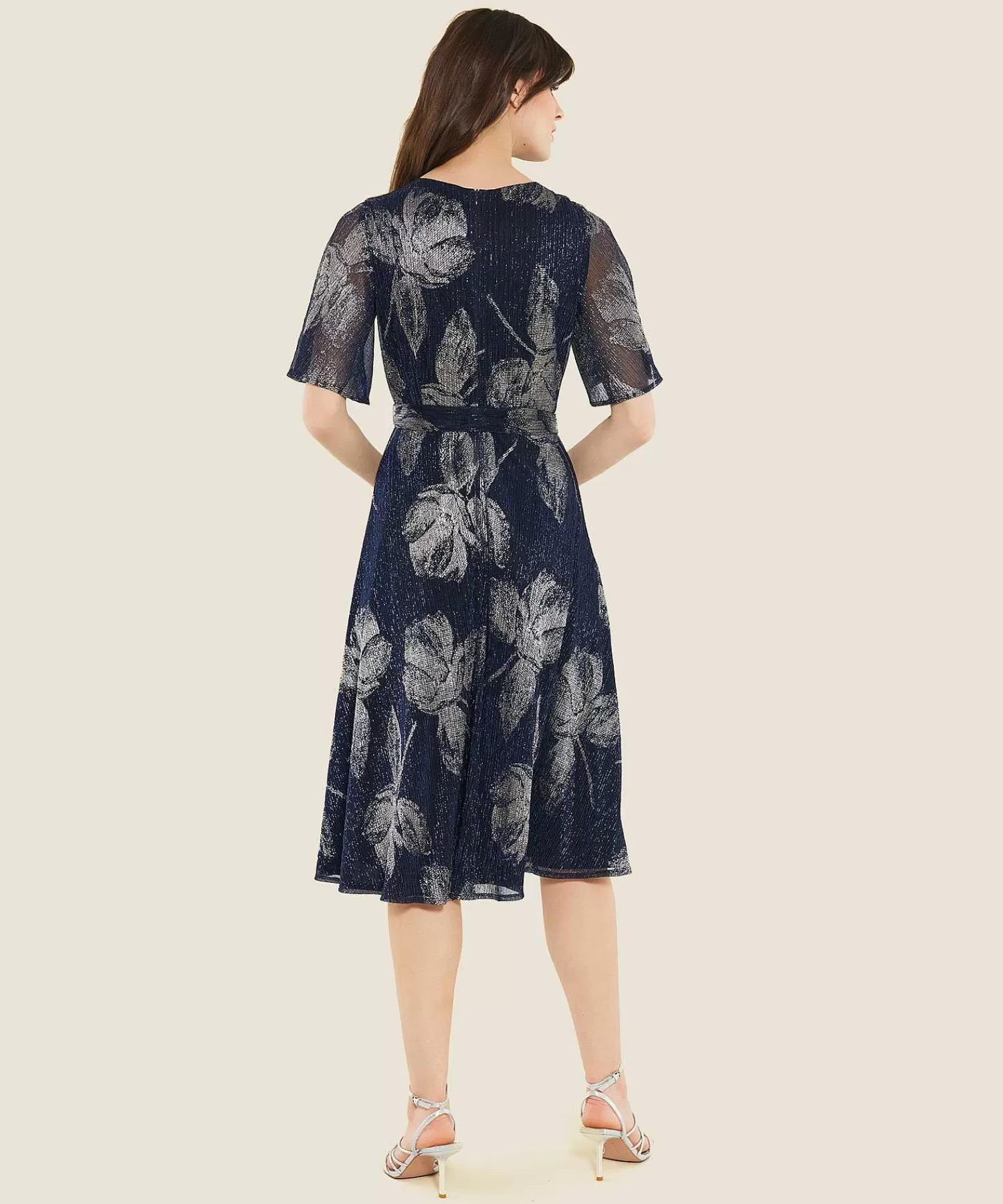 Swing Vestido Cruzado Con Vuelo Flores De Lurex Best