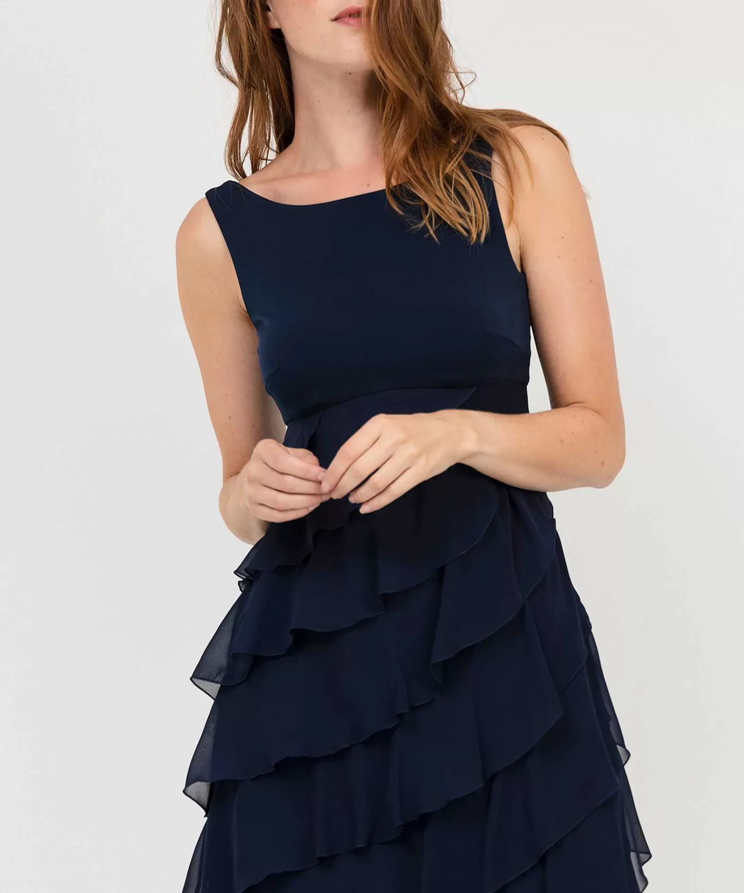 Swing Vestido De Coctel Con Vuelo Y Volante Diagonal Fashion