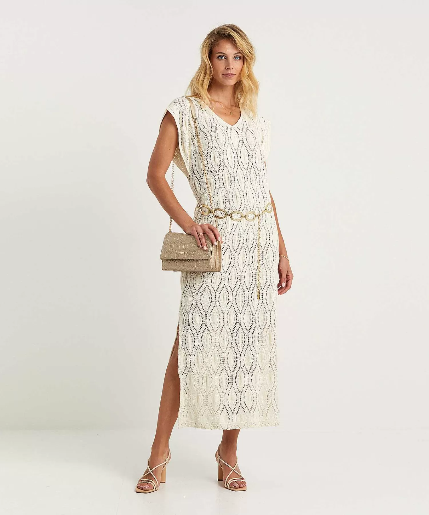 Caroline Biss Vestido De Croche Con Cinturon De Cheap