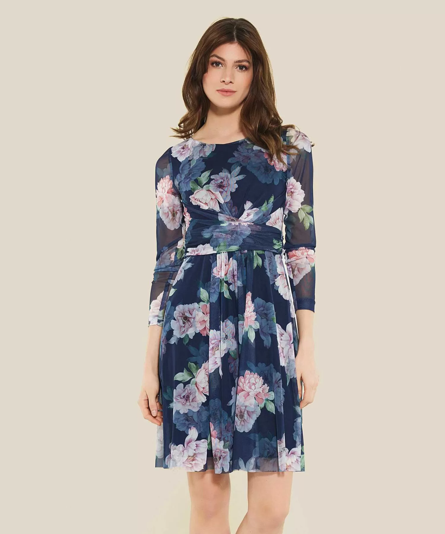 Swing Vestido De Malla Con Vuelo Y Estampado Floral Flash Sale
