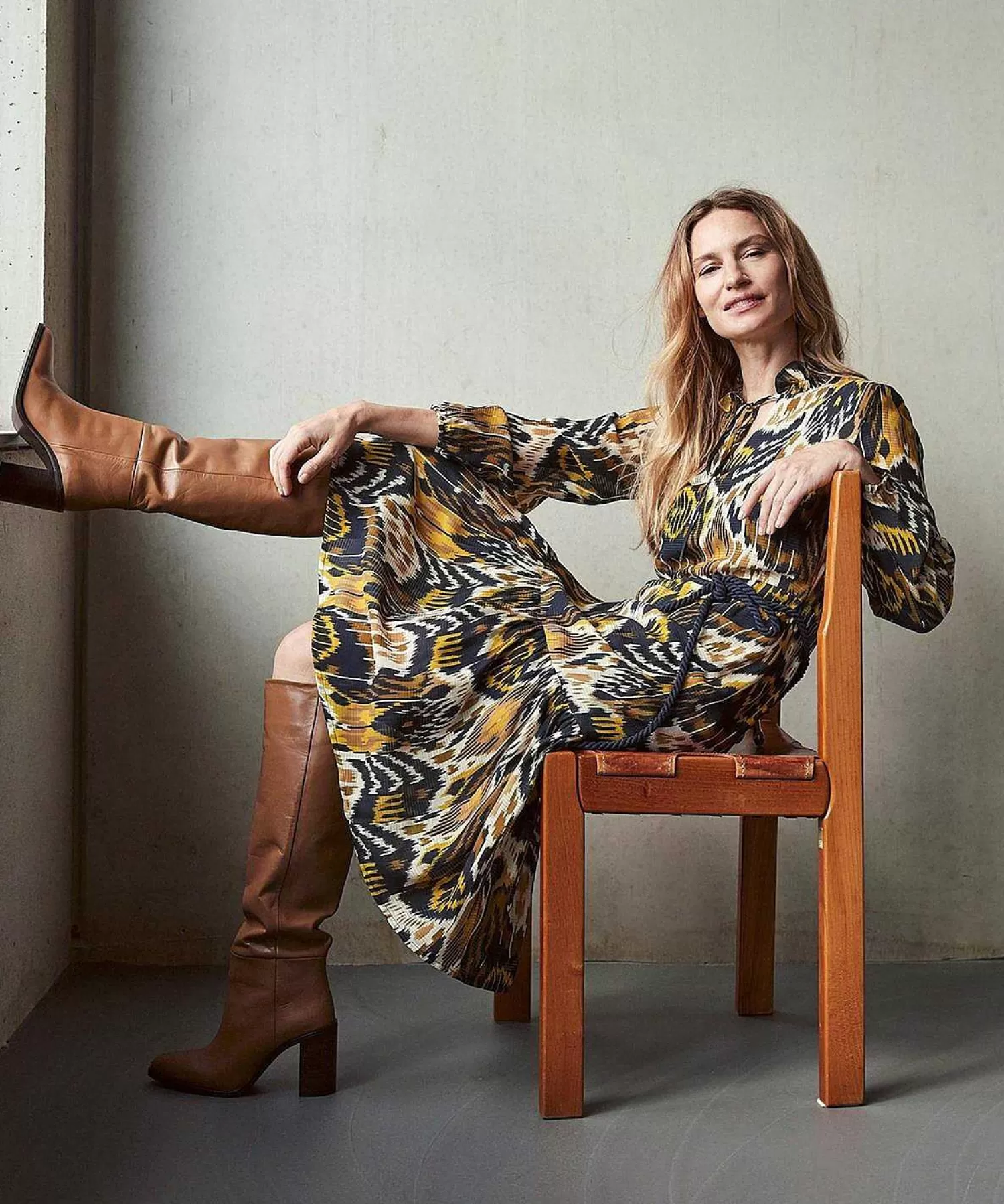 KYRA Vestido Con Cinturon Con Botones Y Estampado Ikat Vidia Outlet