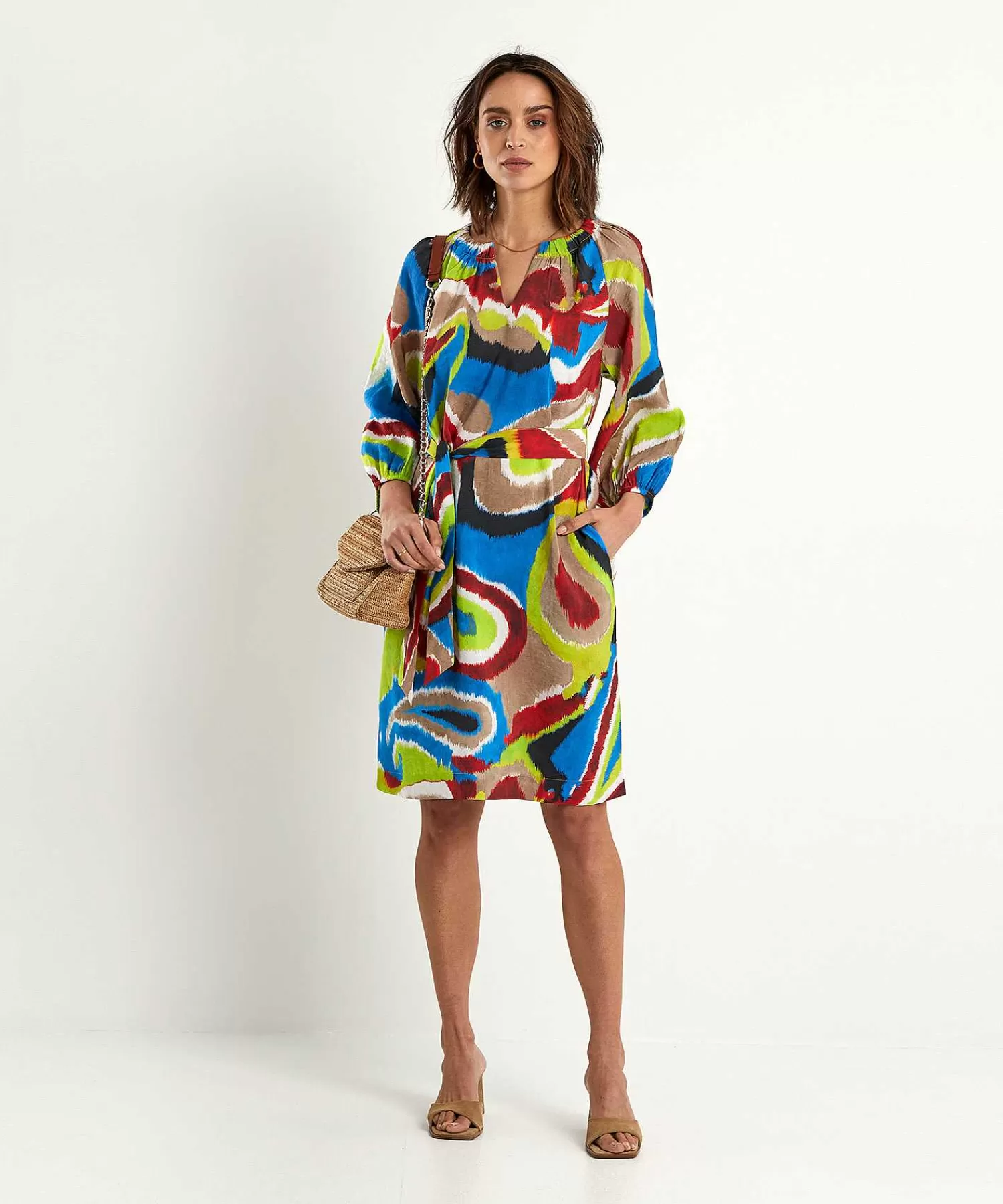 KYRA Vestido Con Cinturon Multicolor Esmee Store