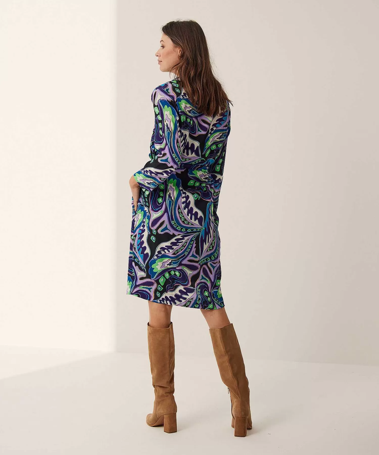 KYRA Vestido Con Cinturon Multicolor Isra Cheap