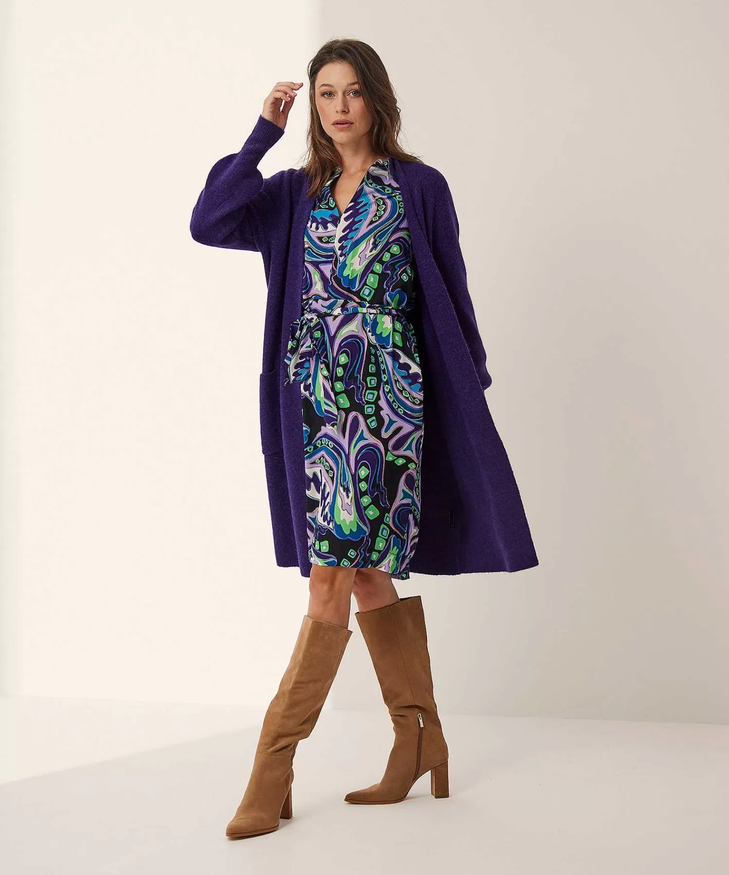 KYRA Vestido Con Cinturon Multicolor Isra Cheap