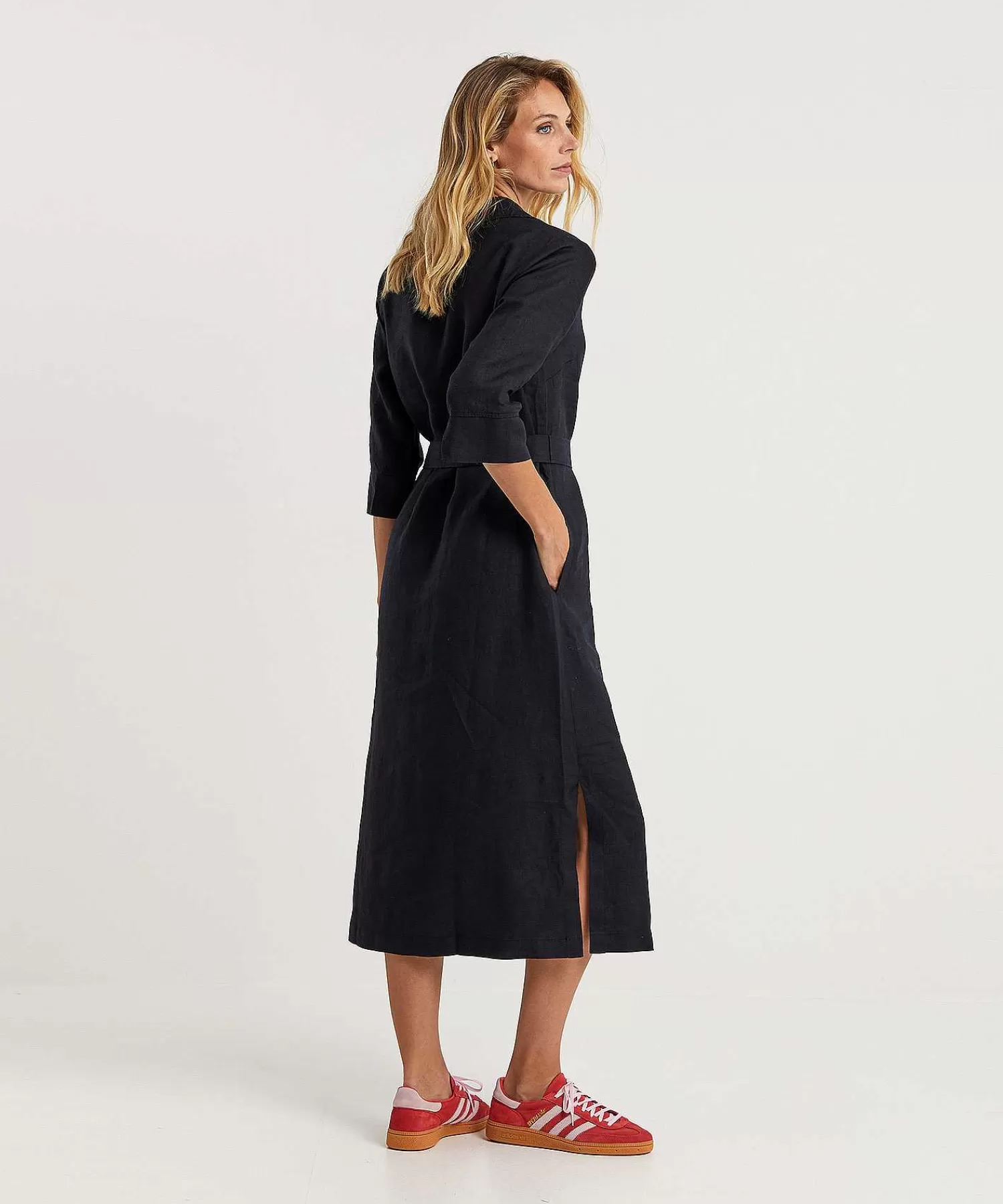 KYRA Vestido De Lino Con Cinturon Lian New