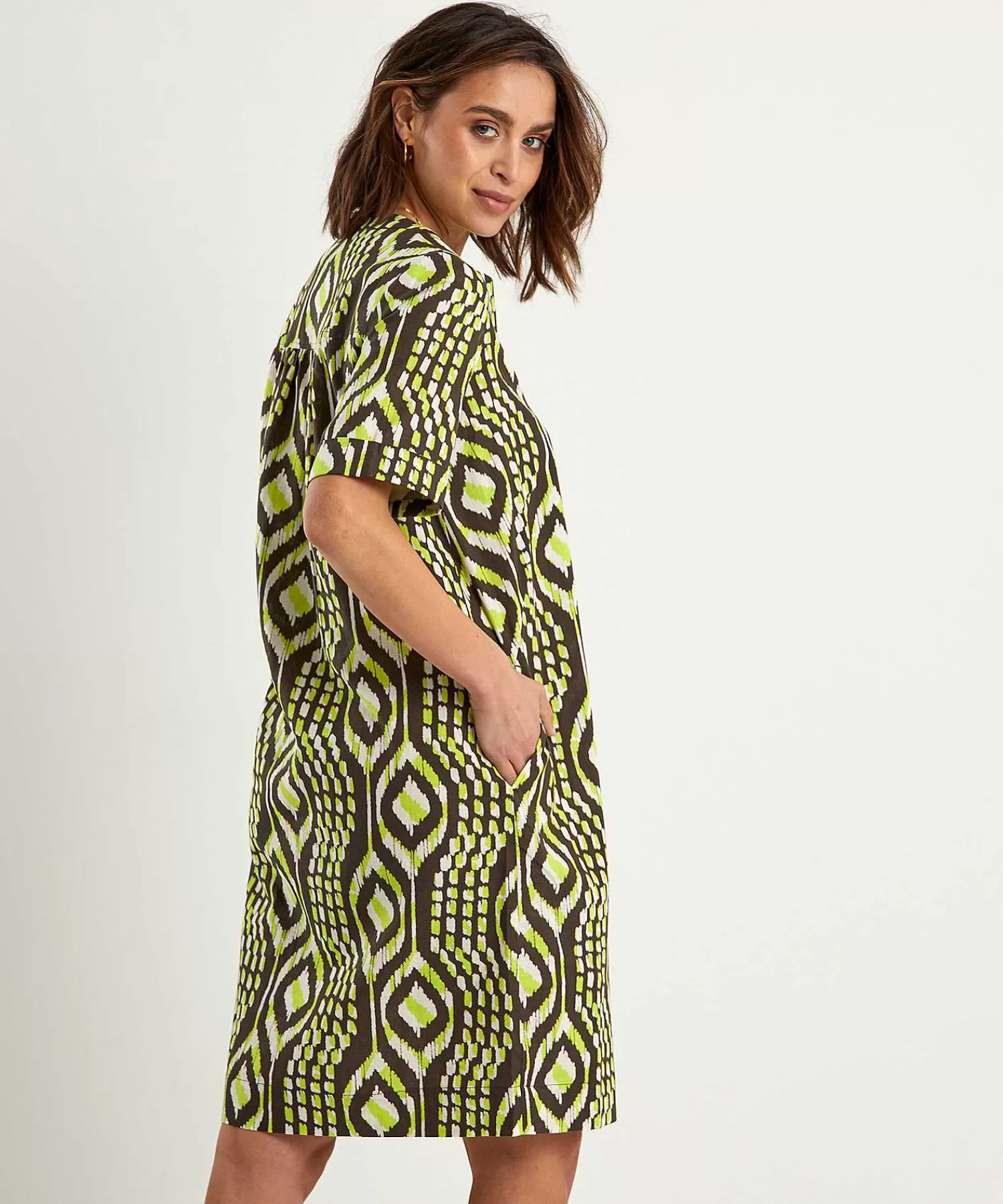 KYRA Vestido De Mezcla De Lino Estampado Ikat Melissa Cheap