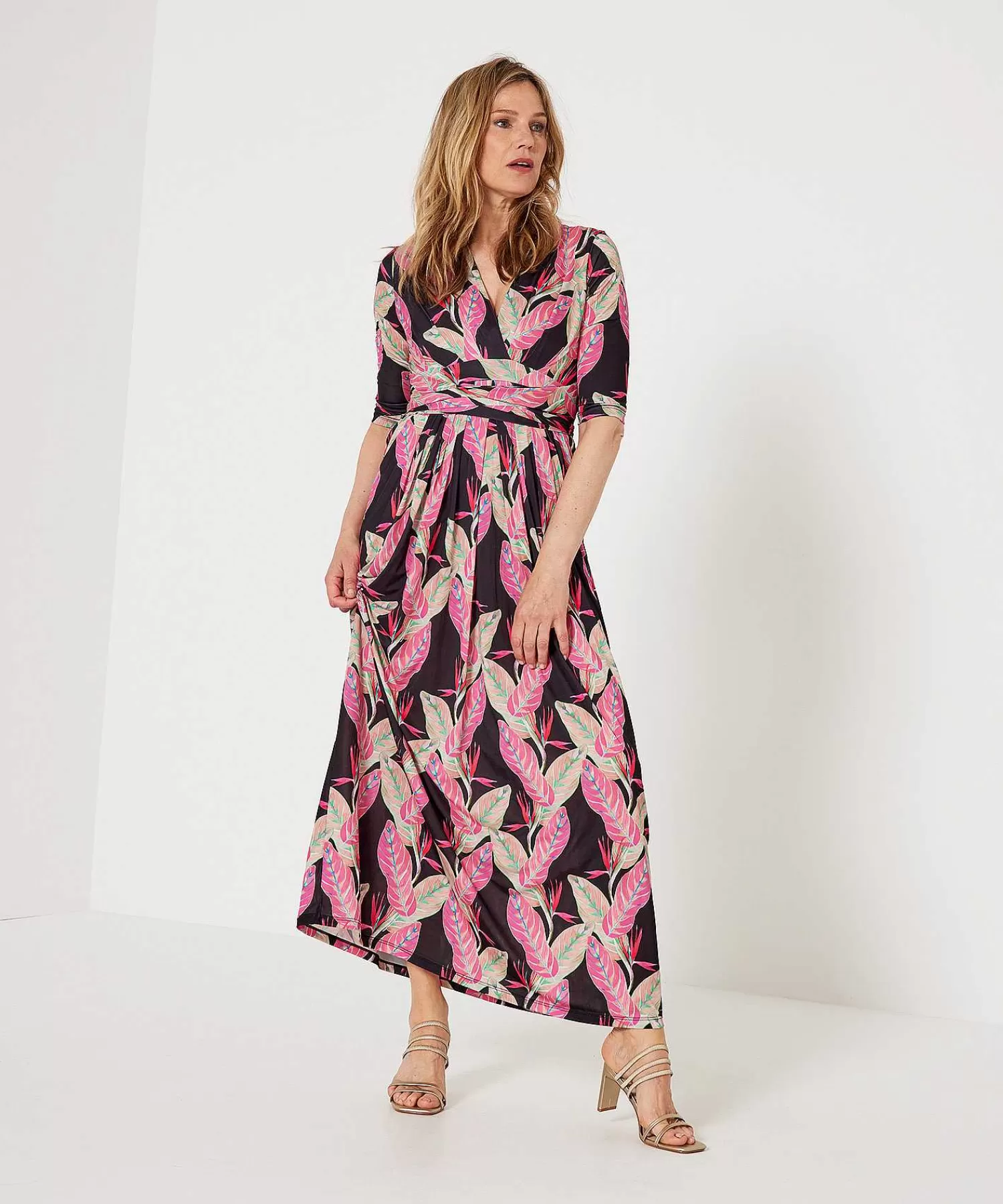 Marivie Vestido Largo Slinky Hojas Cheap