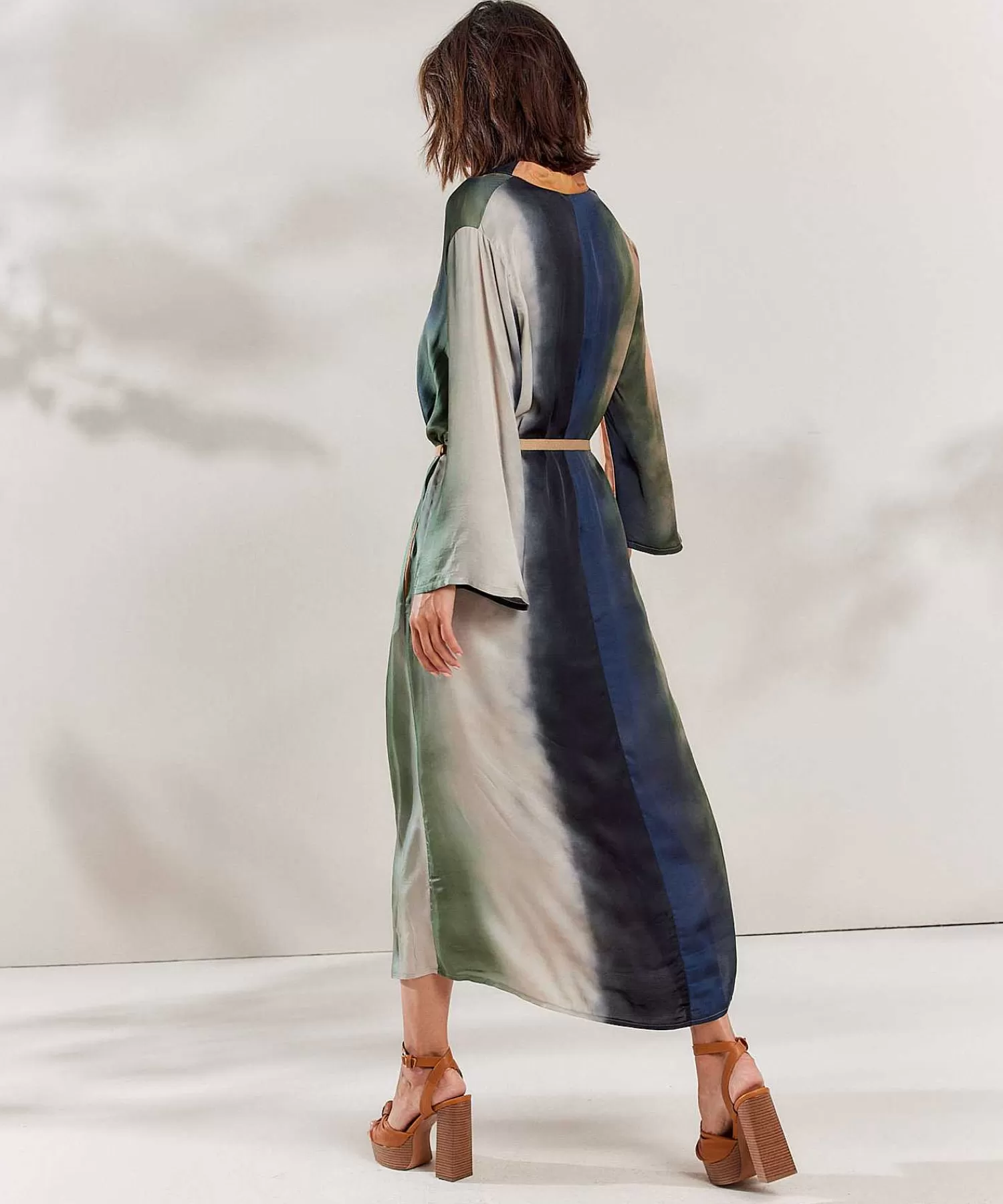 Summum Vestido Sedoso Estampado Descolorido Sale