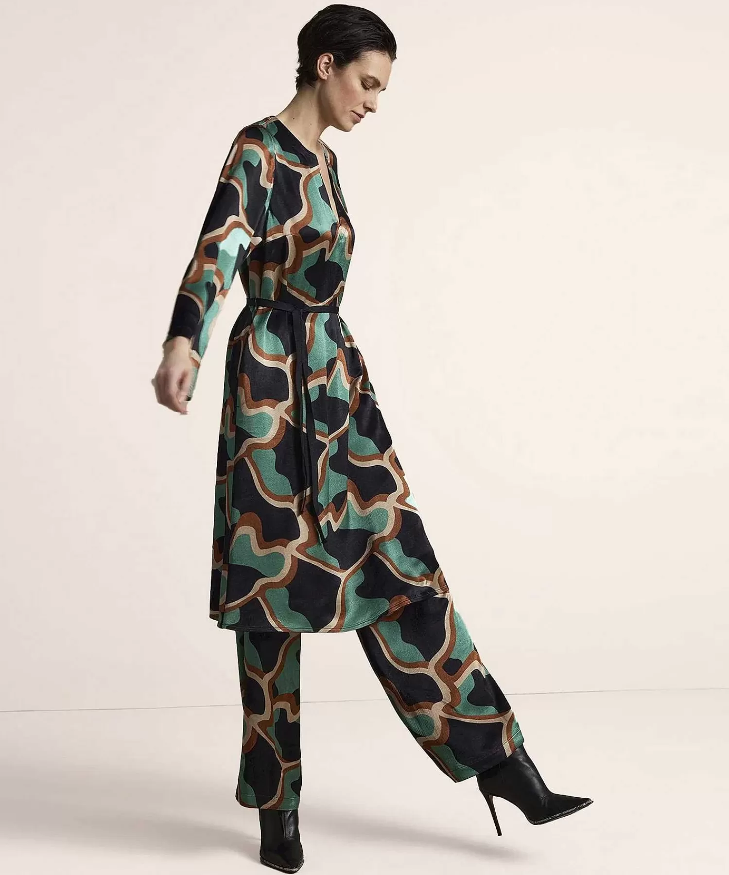 Summum Vestido Sedoso Mangas Trompeta Store