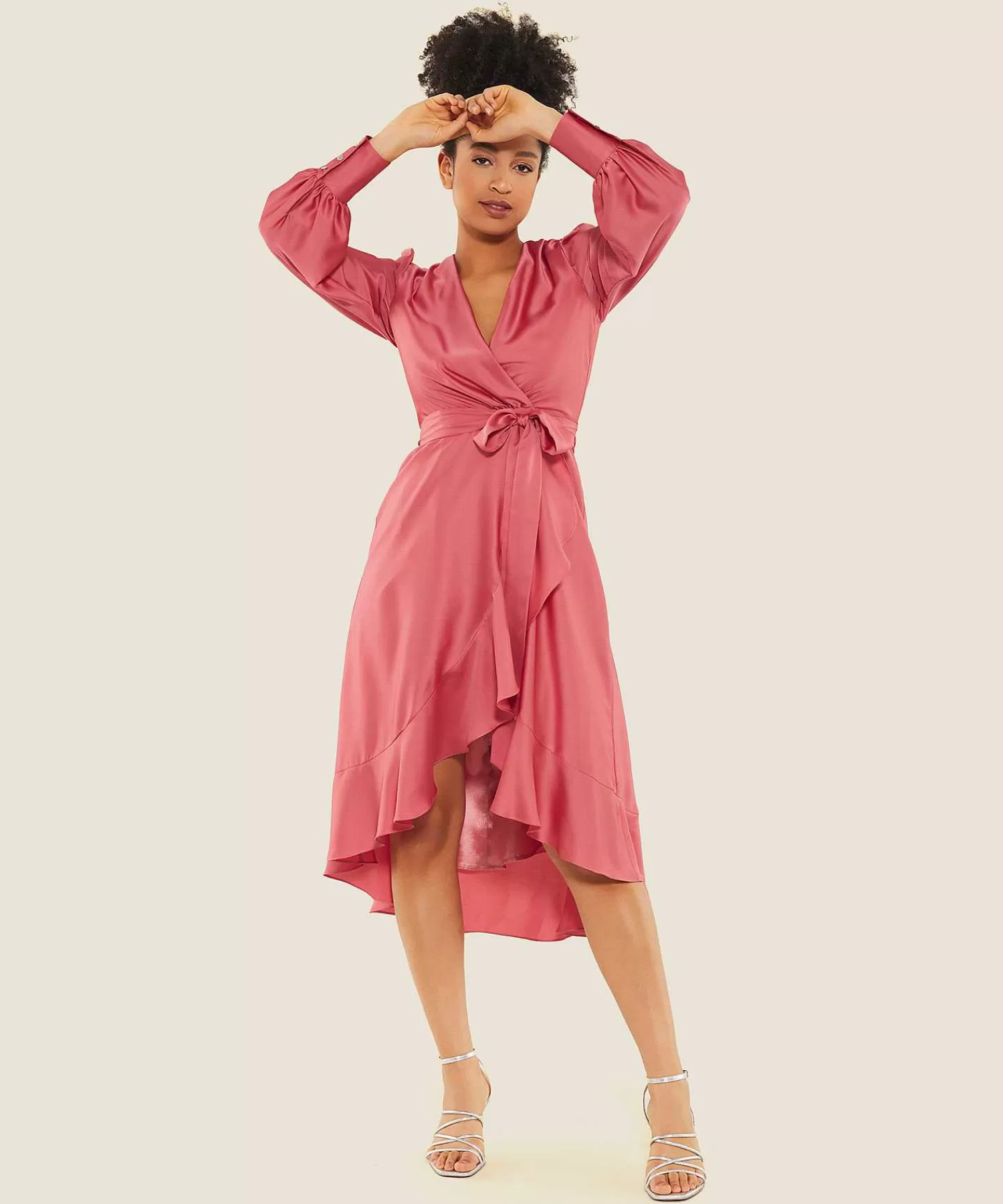 Swing Vestido Sedoso Volant Clearance