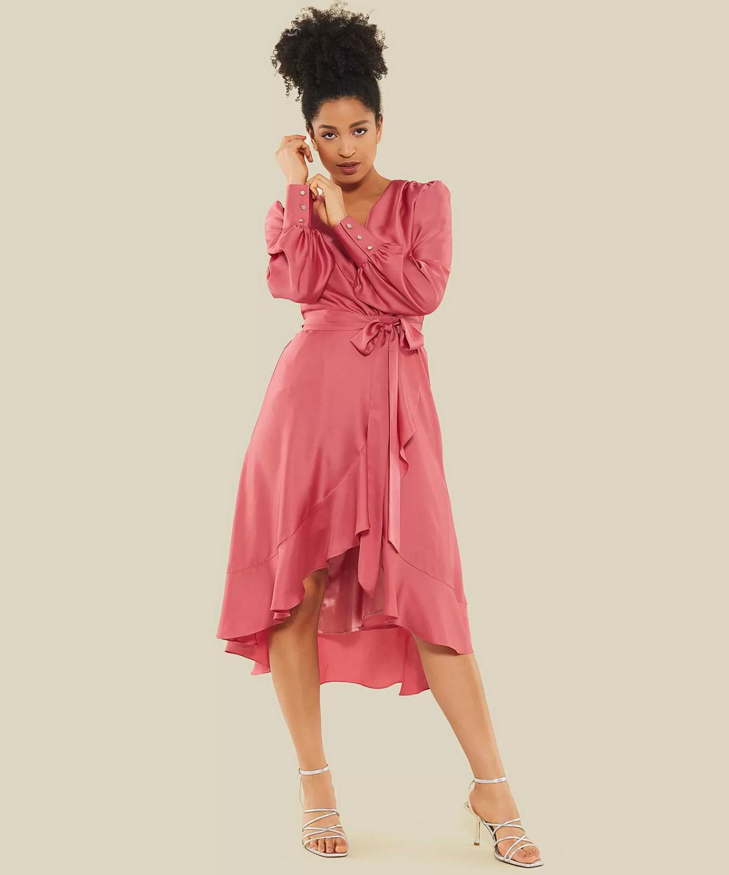 Swing Vestido Sedoso Volant Clearance