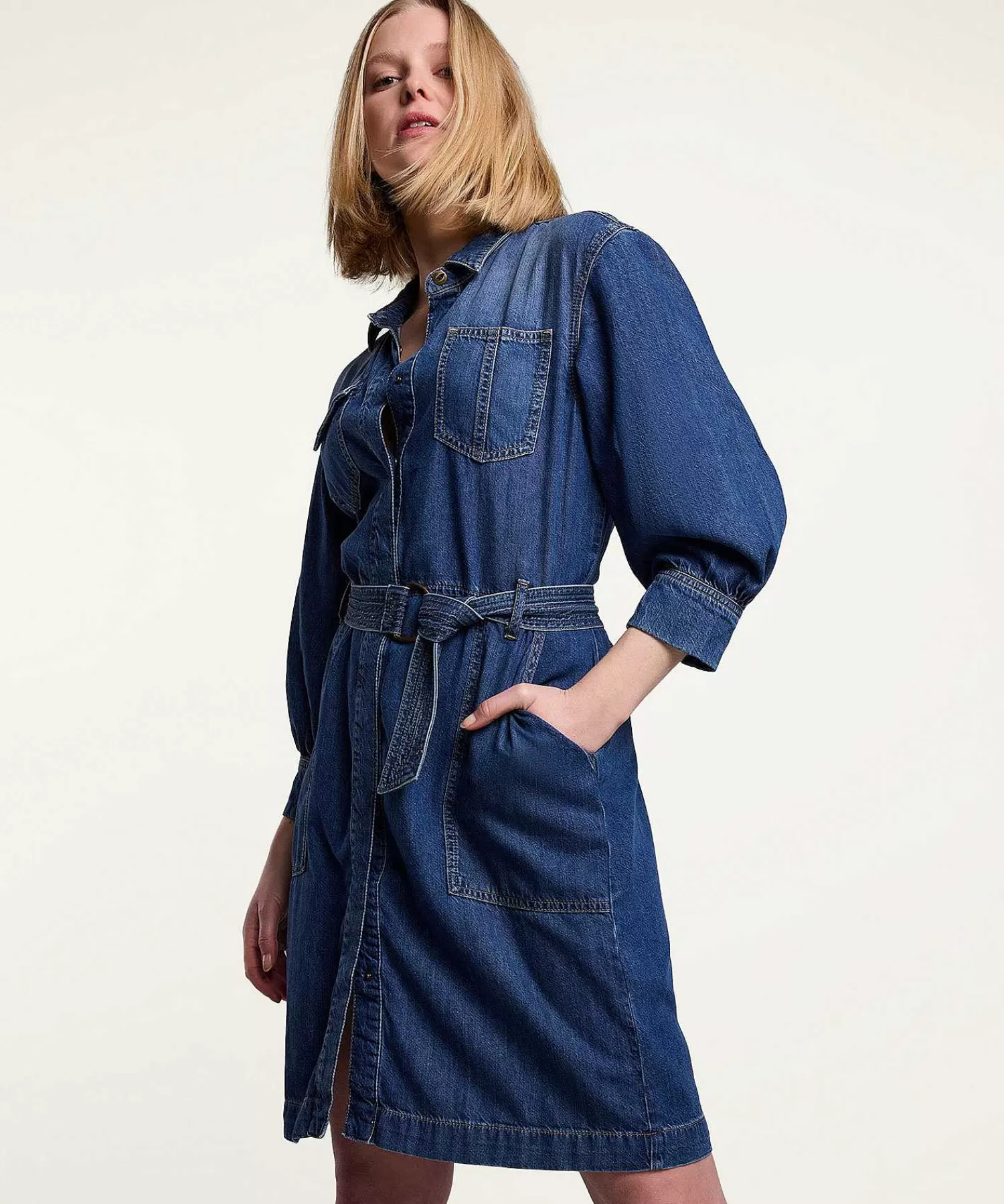 Summum Vestido Vaquero Con Cinturon Cheap